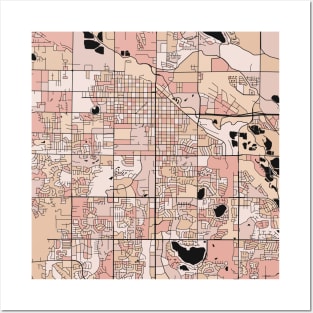 Fort Collins Map Pattern in Soft Pink Pastels Posters and Art